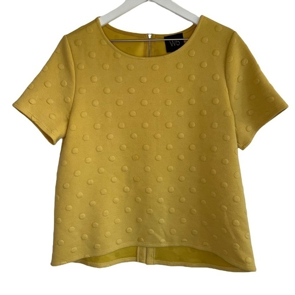 Anthropologie W5 Polka Dot Back Zip Top in Mustard, Size M - Picture 1 of 6